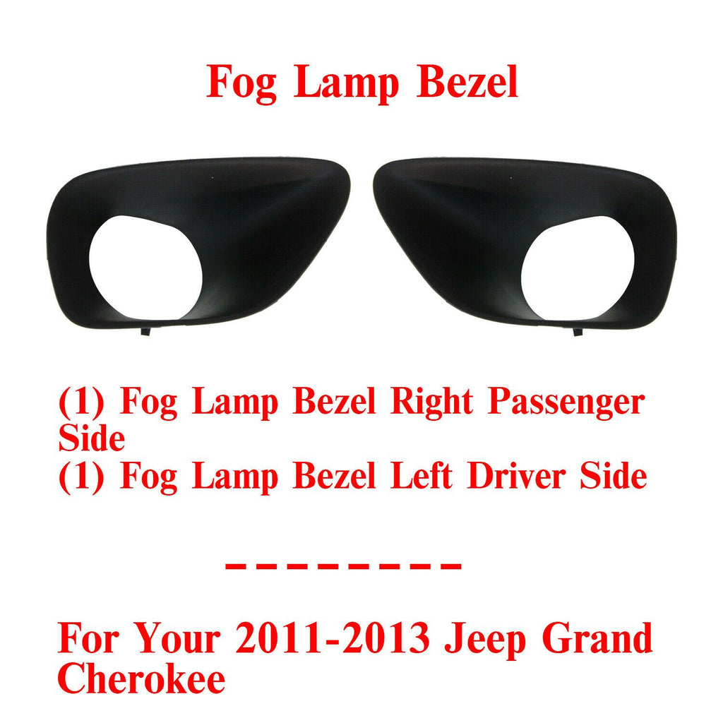 Front Fog Light Trim Set Primed Left & Right For 2011-2013 Jeep Grand Cherokee