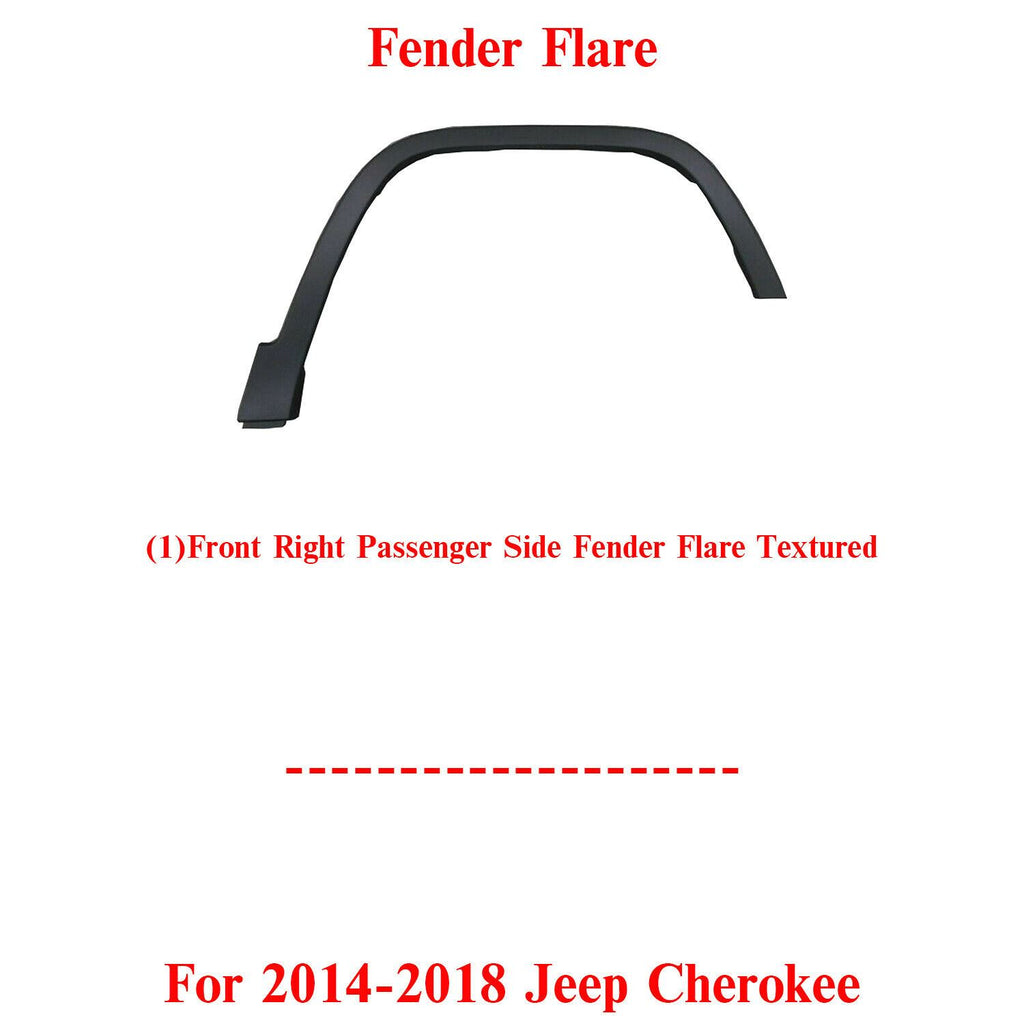 Front Fender Flare Textured Right Passenger Side For 2014-2018 Jeep Cherokee