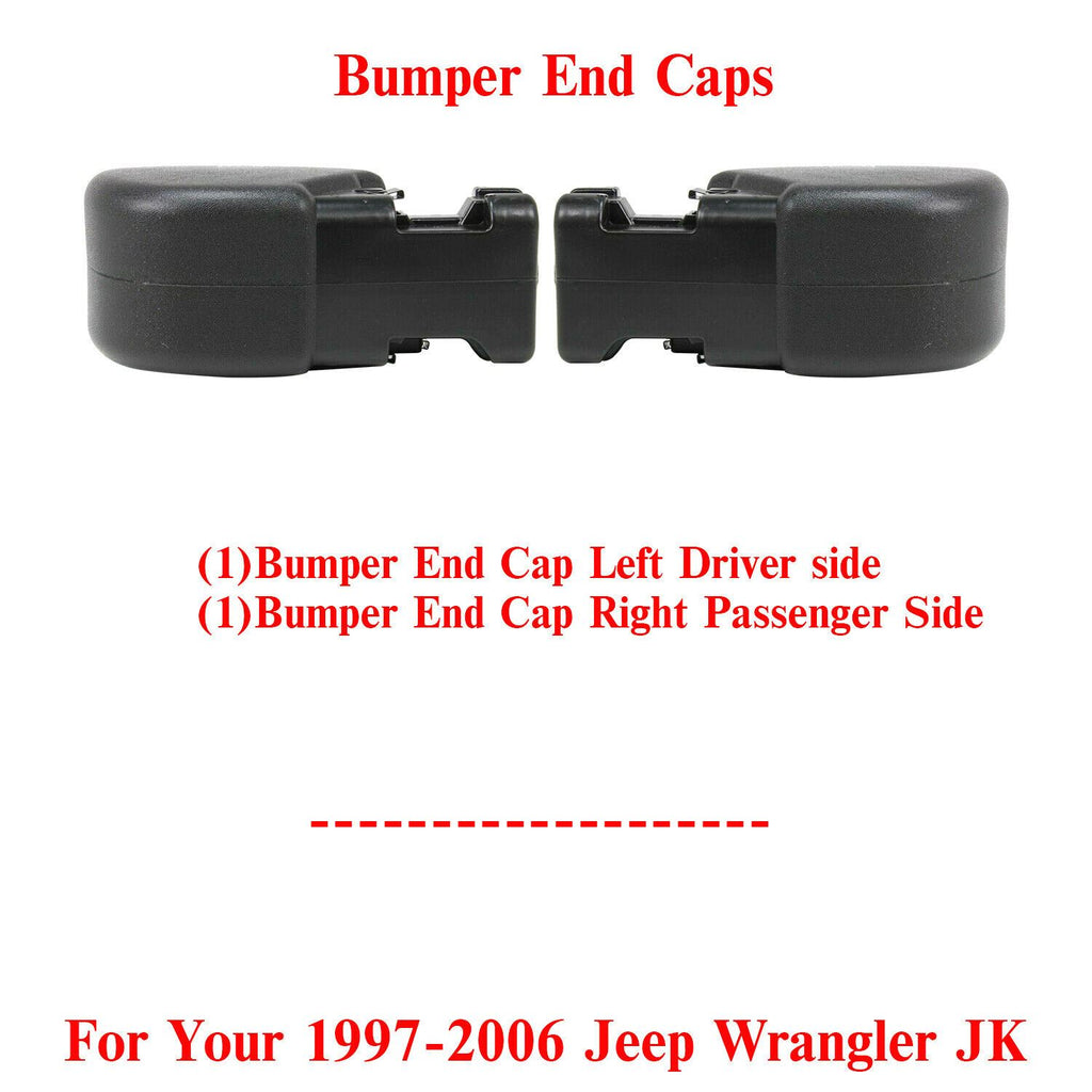 New Front Bumper End Caps Set of 2 For 1997-2006 Jeep Wrangler TJ