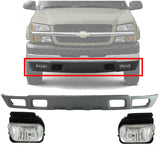 Front Lower Valance + Fog Lights For 2003-2006 Silverado 1500 2500HD 3500HD