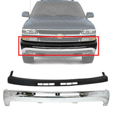 Load image into Gallery viewer, Front Bumper Chrome Steel + Upper Cover For 99-02 Chevy Silverado / 00-06 Tahoe