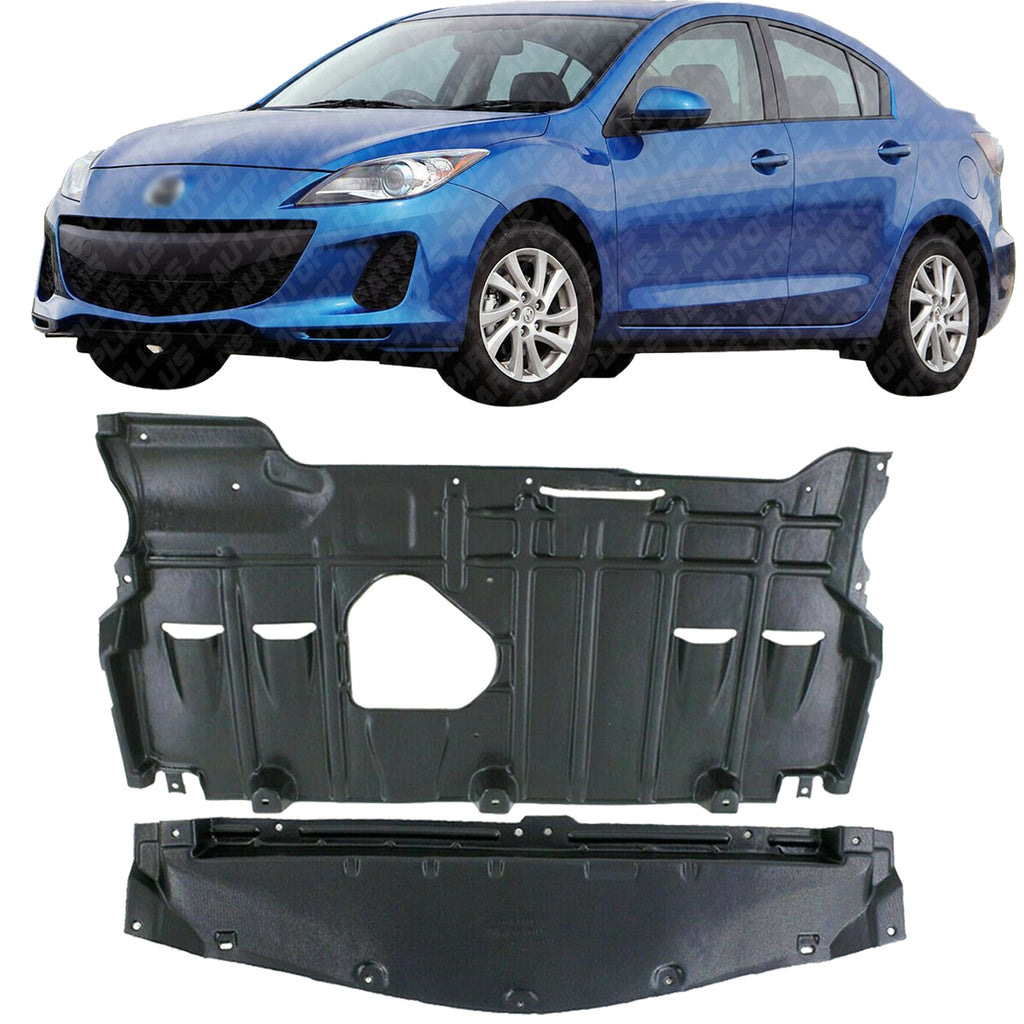 Front and Rear Under Cover Engine Splash Shields For 2010-2013 Mazda 3