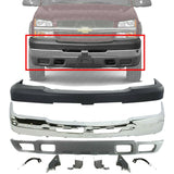 Front Bumper + Valance + Upper + Brackets For 03-06 Chevy Silverado 2500HD 3500