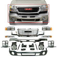 Load image into Gallery viewer, Front Bumper with Brackets Kit + Grille+Fog for 2003-2006 GMC Sierra 2500HD 3500