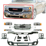 Front Bumper with Brackets+Valance+Grille + Lights For 2003-2006 GMC Sierra 1500