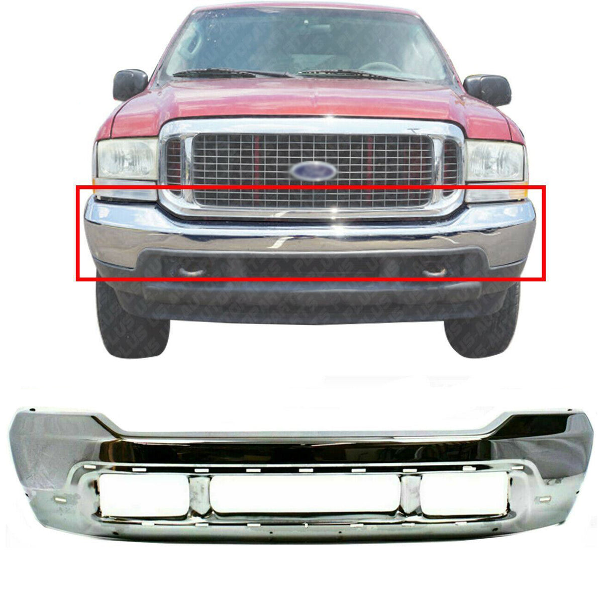 Front Bumper Chrome Steel Shell Fascia For 1999-2004 F250 F350 Super Duty