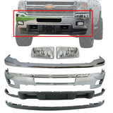 Front Bumper Chrome Kit With Fog Lights For 11-2014 Chevy Silverado 2500HD 3500