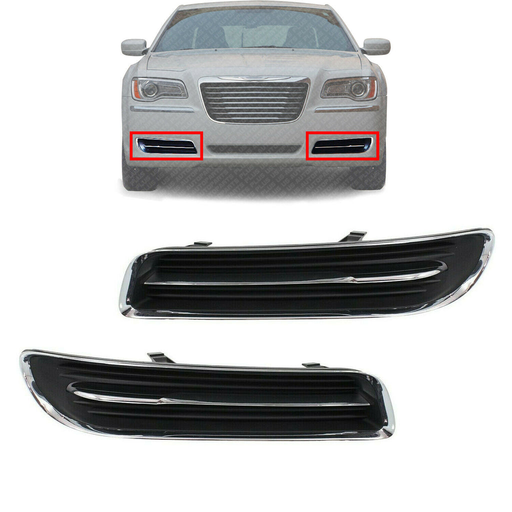 Front Fog Light Cover Left & Right Side Plastic For 2011-2014 Chrysler 300