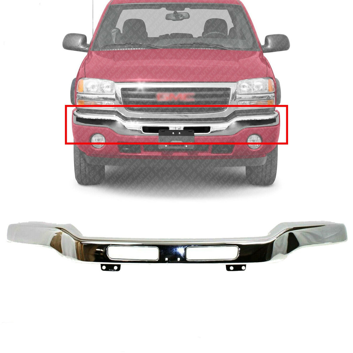 Front Bumper Chrome Face Bar For 2003-2006 GMC Sierra Truck