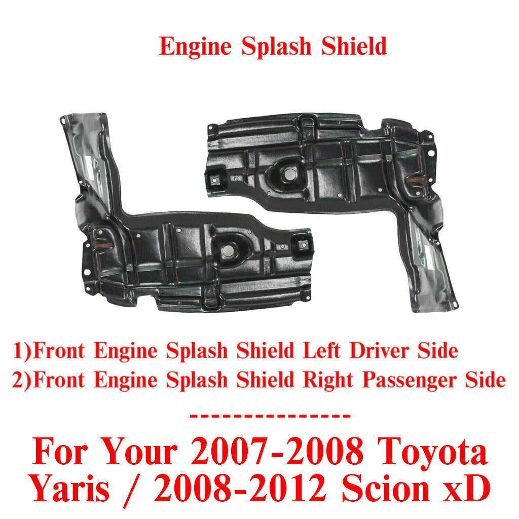 Engine Splash Shield Left & Right Side For 2007-2008 Toyota Yaris / 2008-2012 Scion