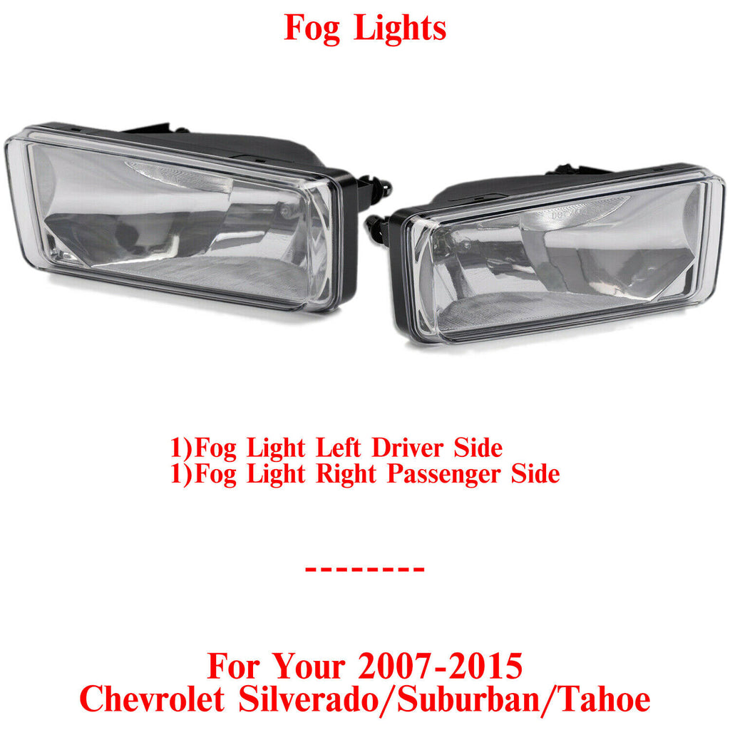 Fog Light Left & Right Side For 2007-15 Chevrolet Silverado / Suburban / Tahoe