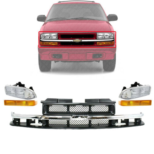 Grille Assembly Kit Headlights + Grille + Signal Lamps For 1998-04