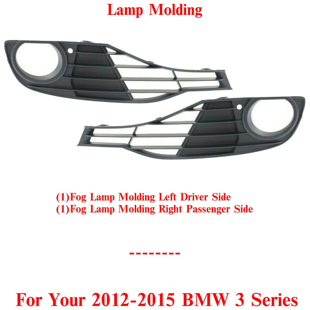 Fog Light Trims Left & Right Side Textured For 2012-2015 BMW 3 Series