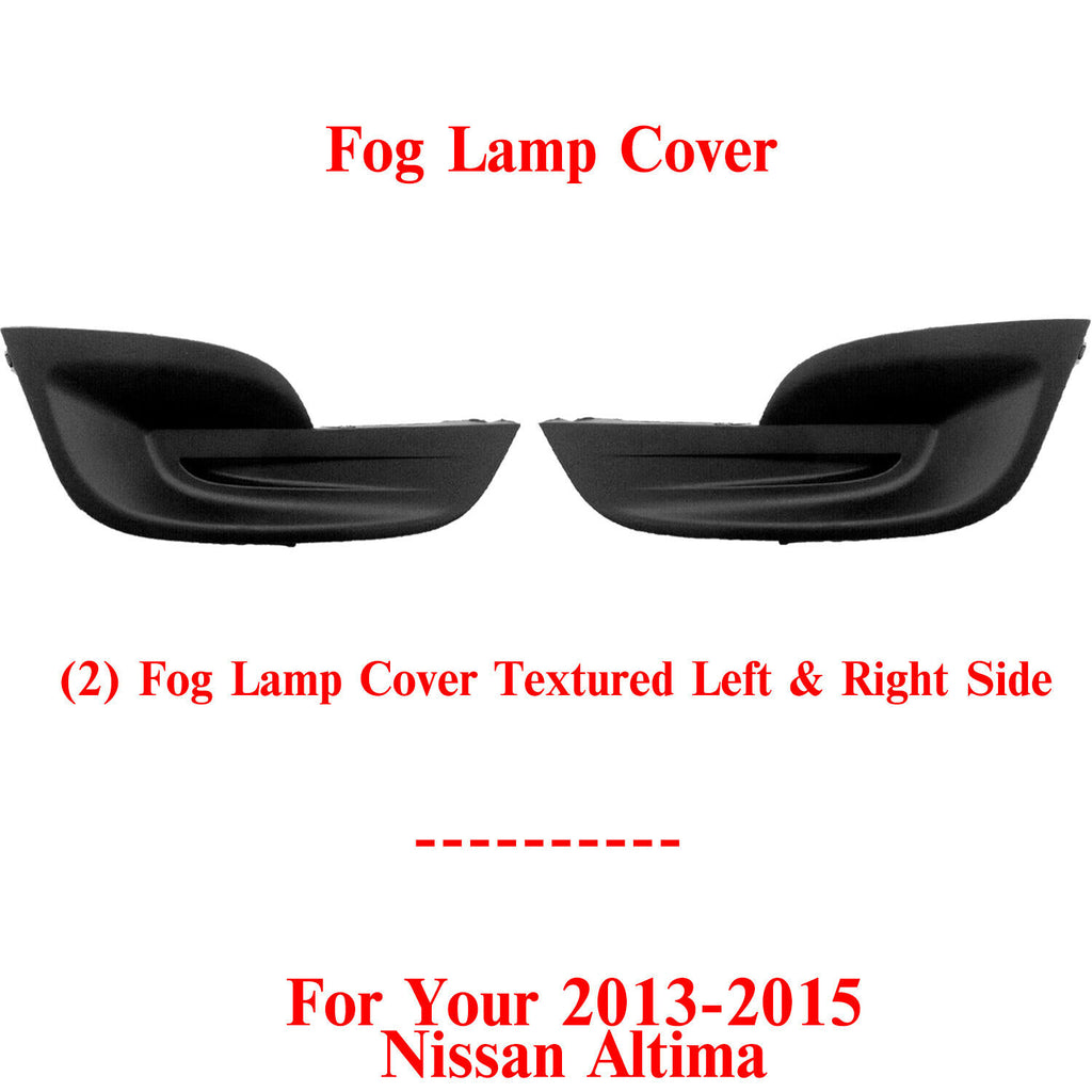 Fog Lamp Cover Left & Right Side Pair Textured For Nissan Altima 2013-2015 Sedan