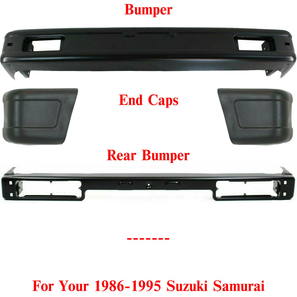 Rear & Front Bumper Kit Primed With End Caps For 1986-995 Suzuki Samurai