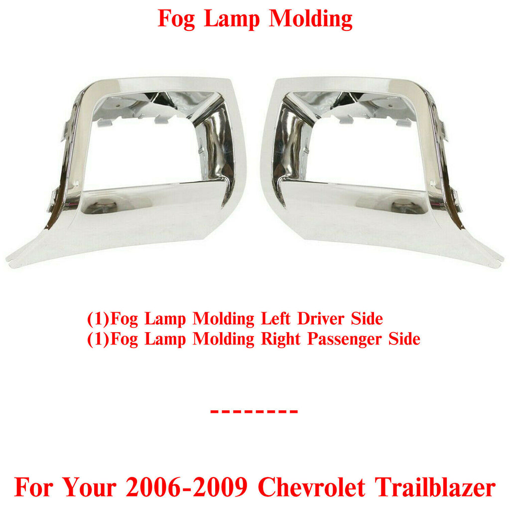 Fog Light Molding Chrome Left and Right Side For 2006-2009 Chevrolet Trailblazer