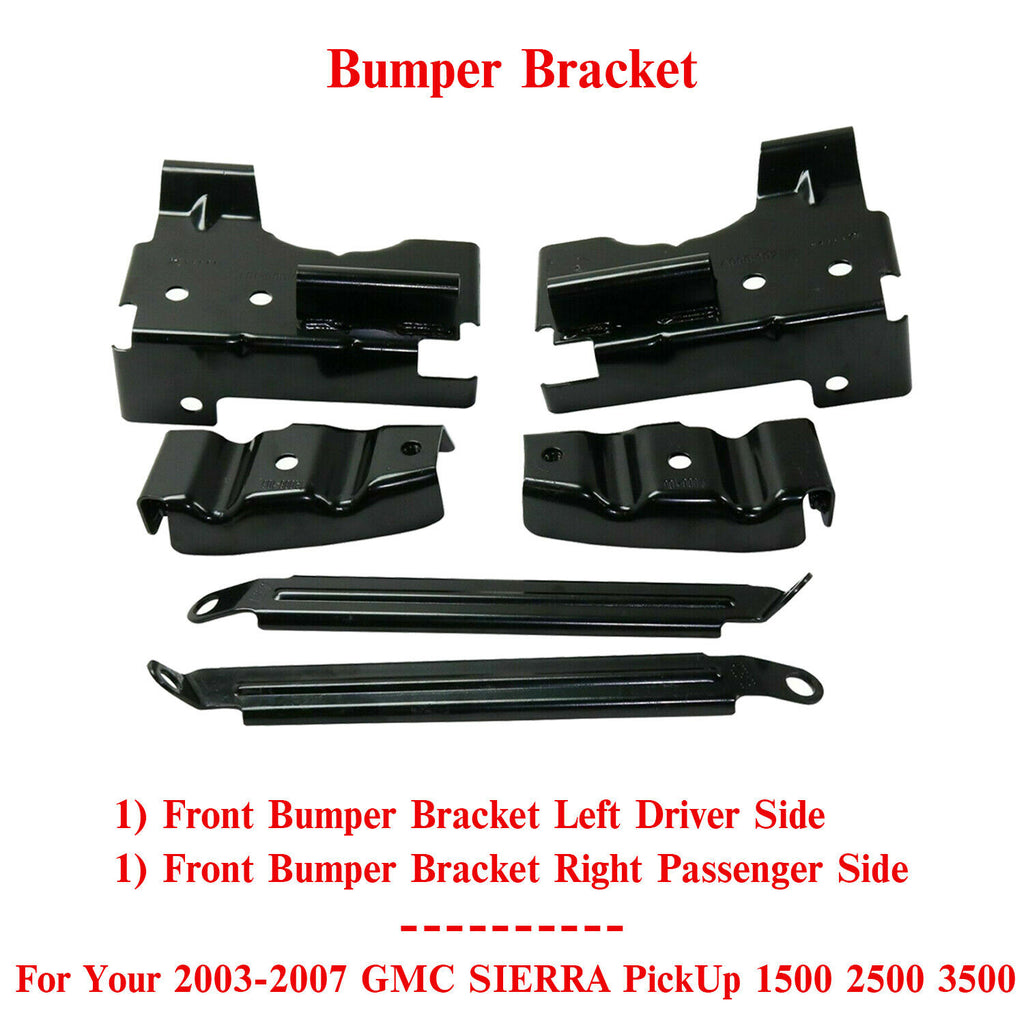 Front Bumper Brackets Kit For 2003-2006 GMC Sierra Pickup 1500 2500 3500
