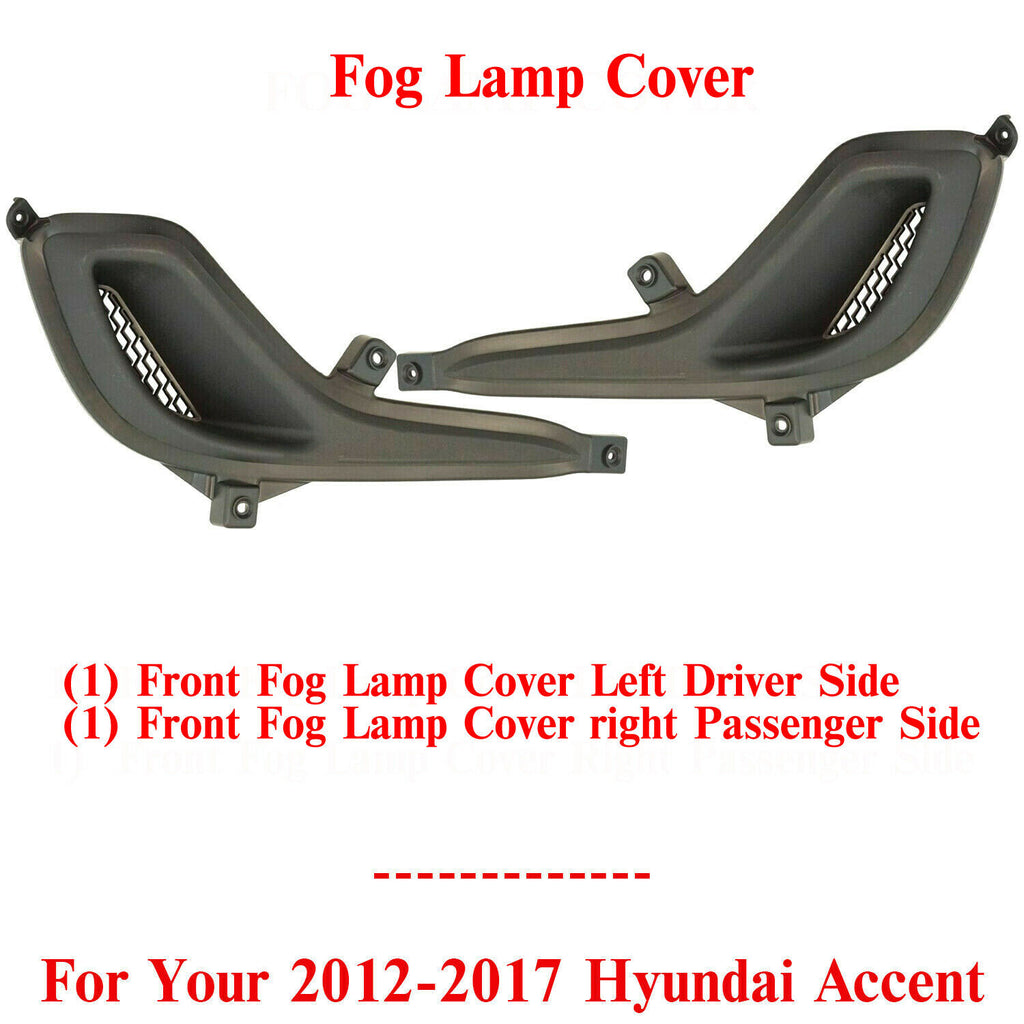 Front Bumper Fog Light Hole Covers Left & Right Side For 2012-17 Hyundai Accent