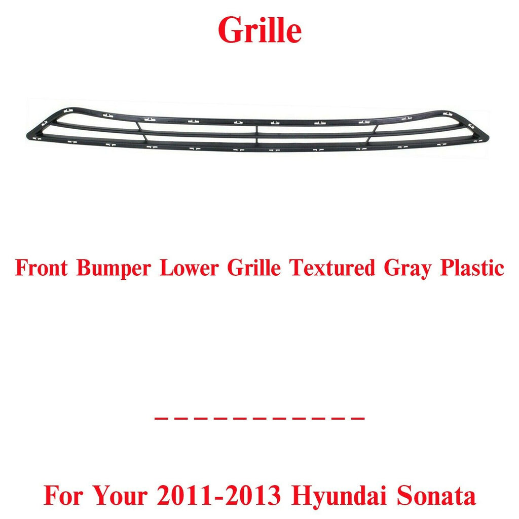Front Bumper Lower Grille Textured Plastic For 2011-2013 Hyundai Sonata