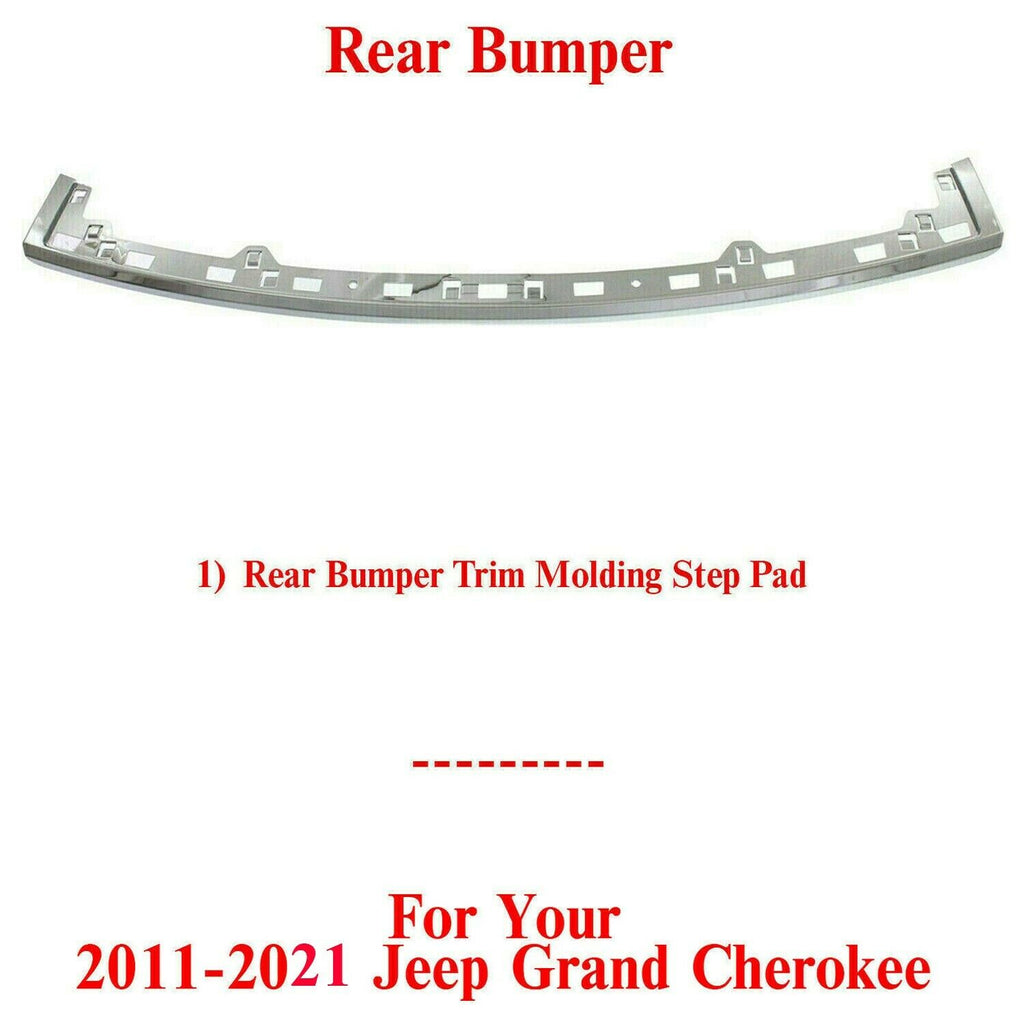 Rear Bumper Face Bar Chrome Trim Molding Step Pad For 11-21 Jeep Grand Cherokee
