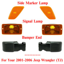 Load image into Gallery viewer, Front Bumper End Caps + Signal Lamp &amp; Side Marker Lights For 01-06 Wrangler (TJ)