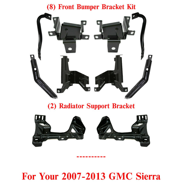 Front Bumper Brackets Kit + Radiator Support For 2007-2013 GMC Sierra 1500