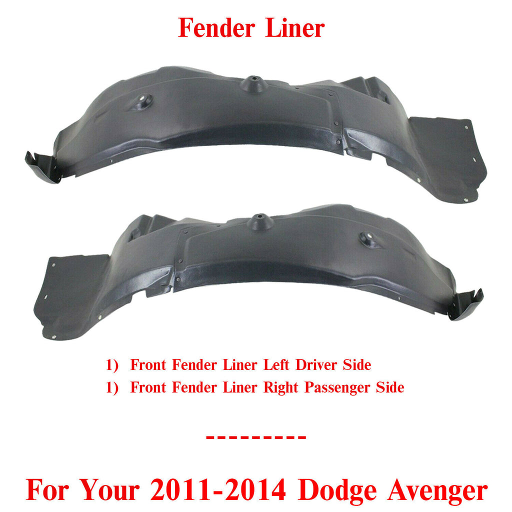 Front Splash Shield Fender Liner Left & Right Side For 2011-2014 Dodge Avenger