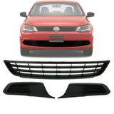Front Lower Bumper Grille Textured & Fog Lamp Covers For 11-14 Volkswagen Jetta