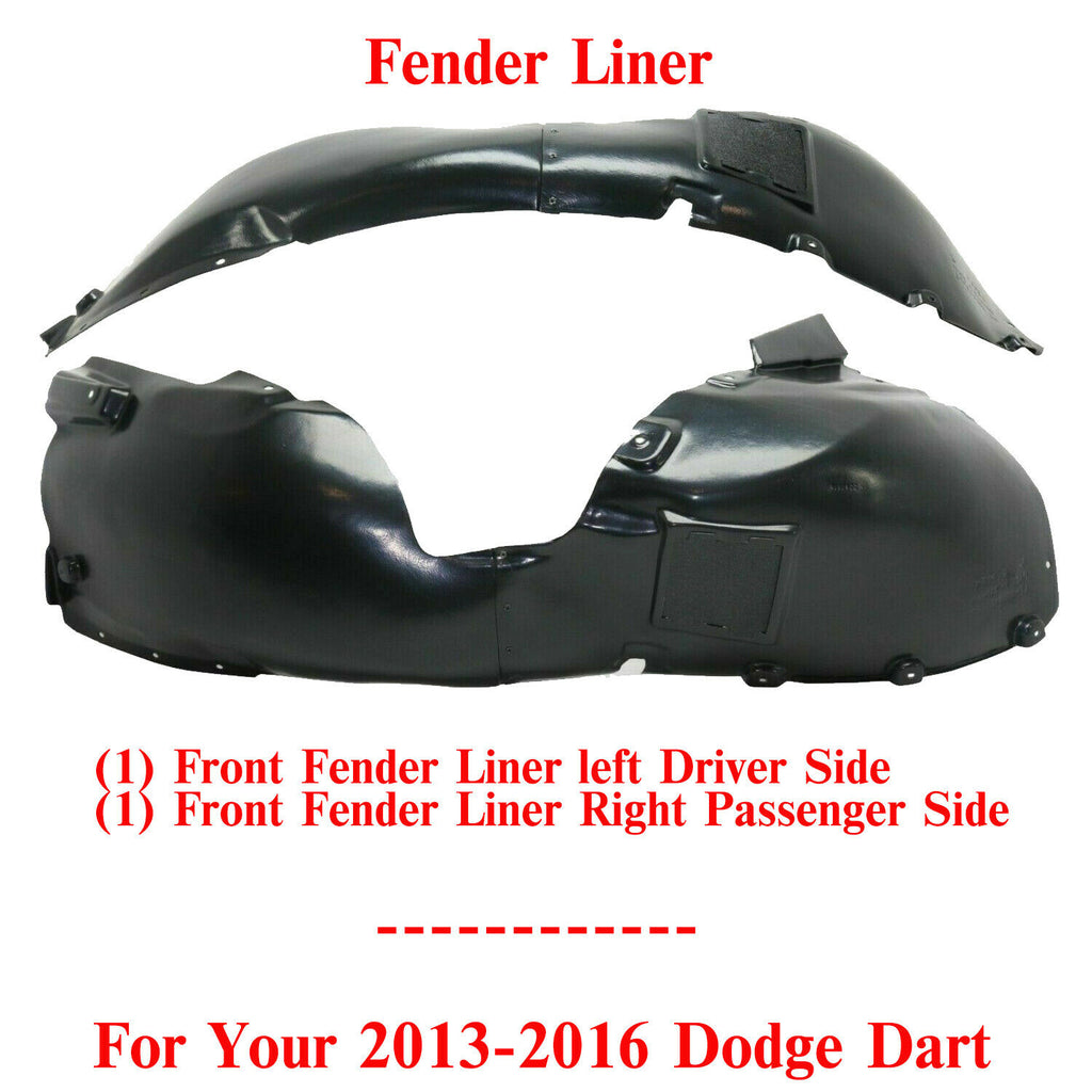 Front Fender Liner Right Passenger & Left Driver Side For 2013-2016 Dodge Dart