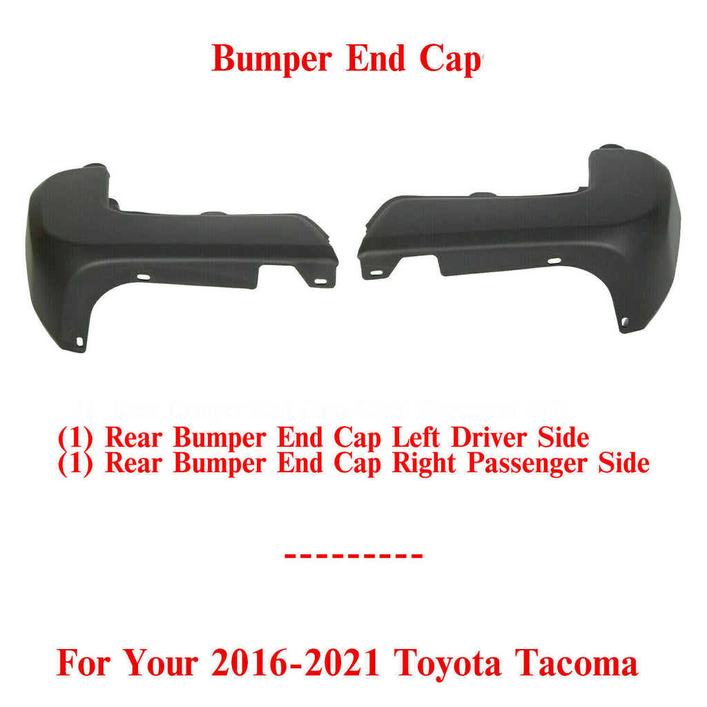 Rear Bumper End Caps Left & Right Side Set of 2 For 2016-2021 Toyota Tacoma