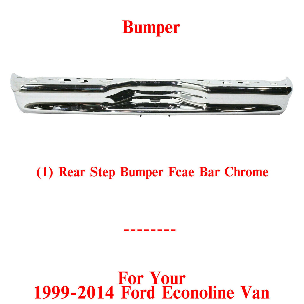 Rear Step Bumper Chrome For 99-14 Ford Econoline E-350 SD /92-02 E-250