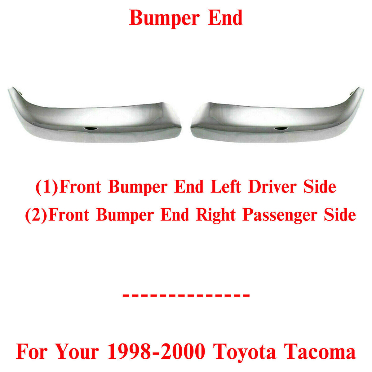 Set of 2 Front Bumper End Chrome Trim LH & RH Side For 1998