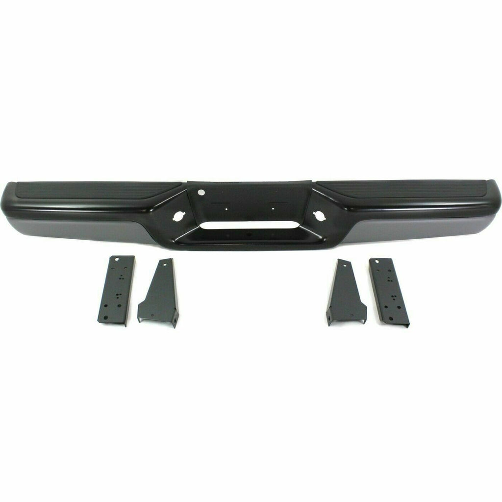 Rear Bumper Face Bar Primed Steel Assembly w/ Pads Black For 97-04 Dodge Dakota