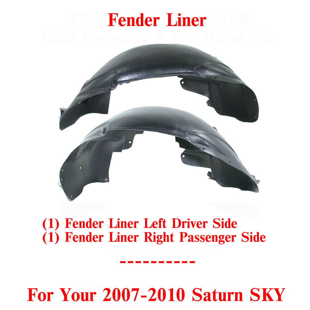 Front Fender Liner Right Passenger & Left Driver Side For 2007-2010 Saturn Sky