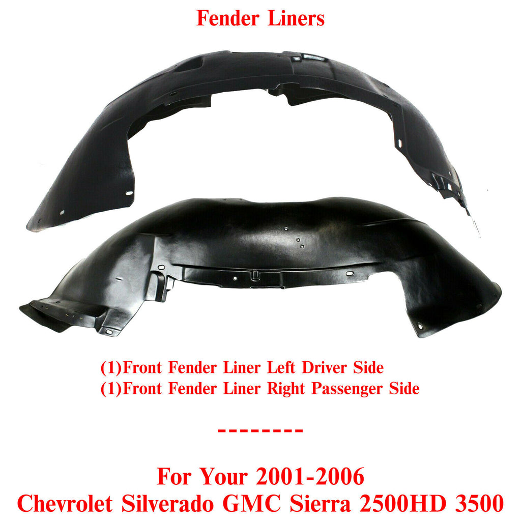 Front Fender Liner LH+RH For 2001-06 Chevrolet Silverado/GMC Sierra 2500HD 3500