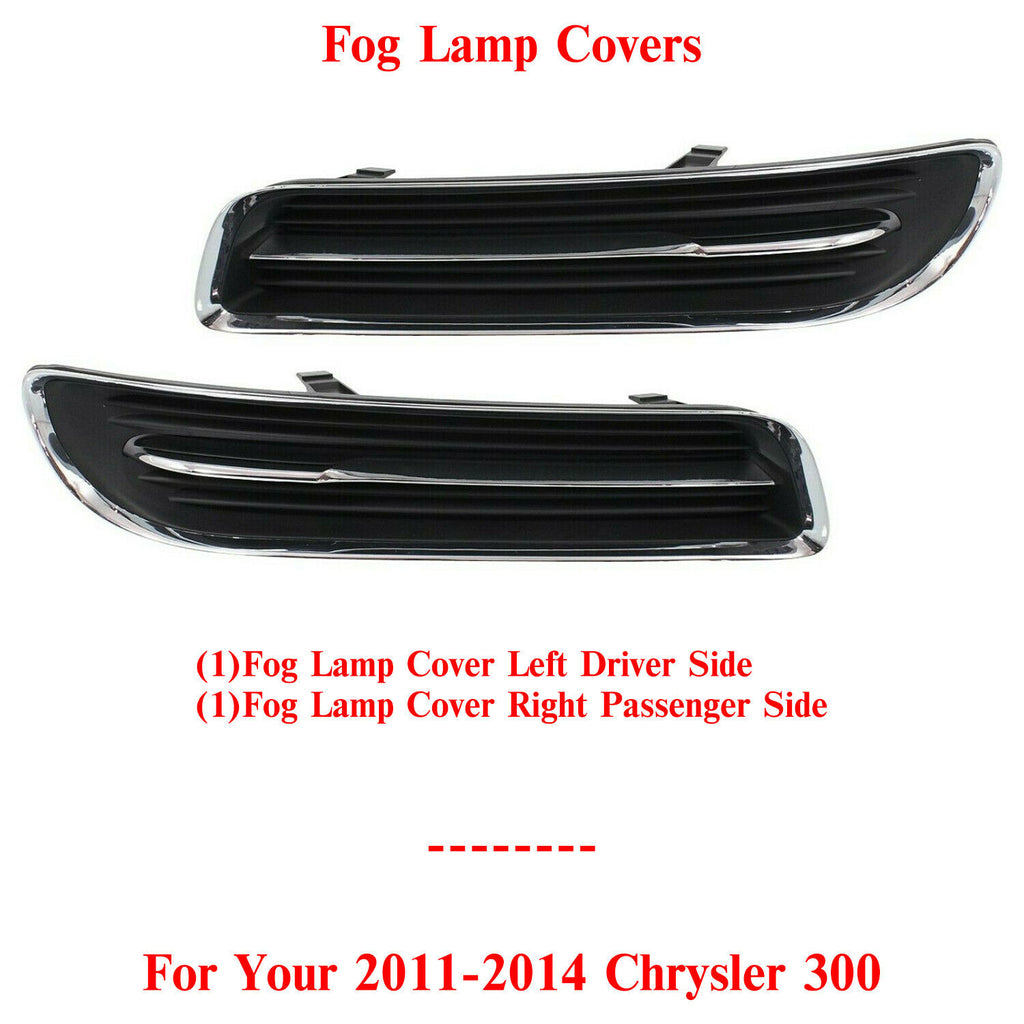 Front Fog Light Cover Left & Right Side Plastic For 2011-2014 Chrysler 300