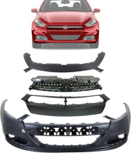 Load image into Gallery viewer, Front Bumper Cover With Tow Hook Holes + Grille Textured + Upper Cover + Molding Primed For 2013-2016 Dodge Dart