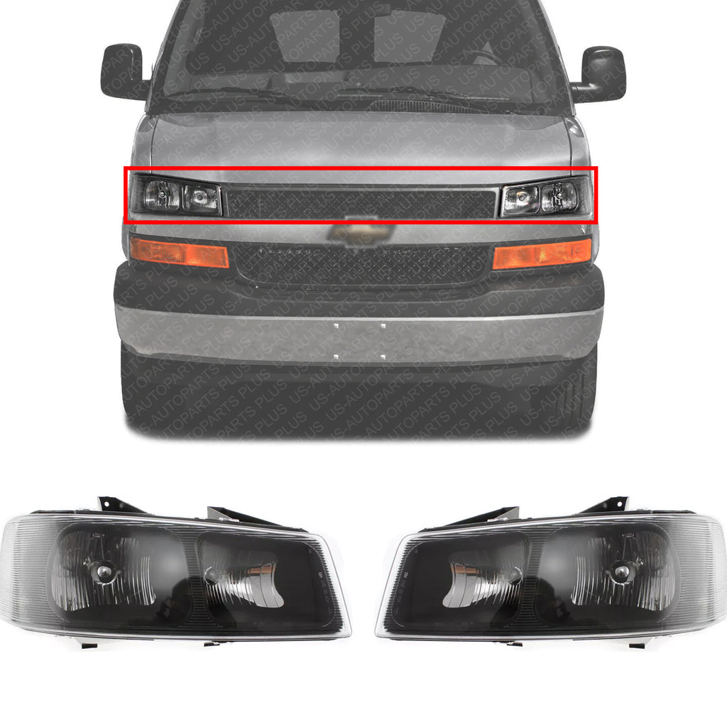 Front Headlight RH & LH Side For Chevrolet Express / GMC Savana 2003-2023