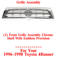 Load image into Gallery viewer, Front Grille Assembly Chrome Shell With Emblem Provision For 1996-1998 Toyota 4Runner