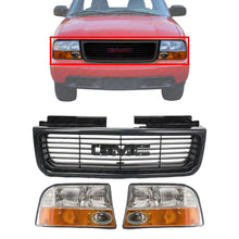 Load image into Gallery viewer, Grille Textured Black + Headlights RH &amp; LH Side For 1998-2004 GMC Jimmy / Sonoma