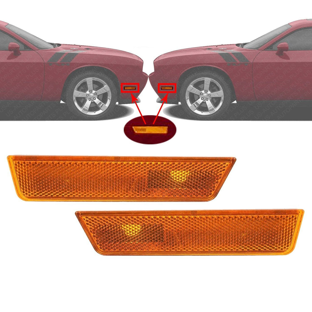 Front Bumper Side Marker Parking Lights LH & RH For 2008-2014 Dodge Challenger