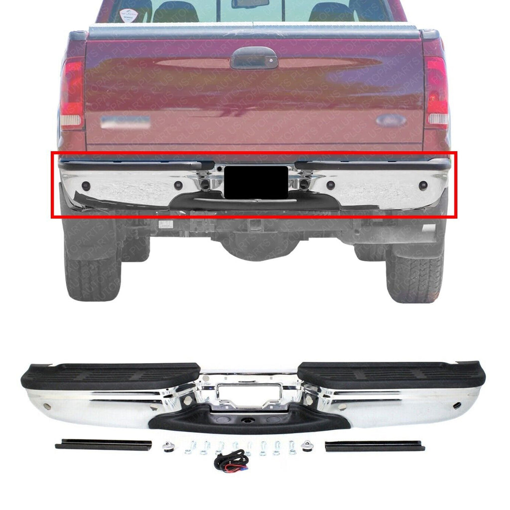 Rear Step Bumper Chrome Assembly Steel For 2001-2007 Ford F-250 F-350 Super Duty
