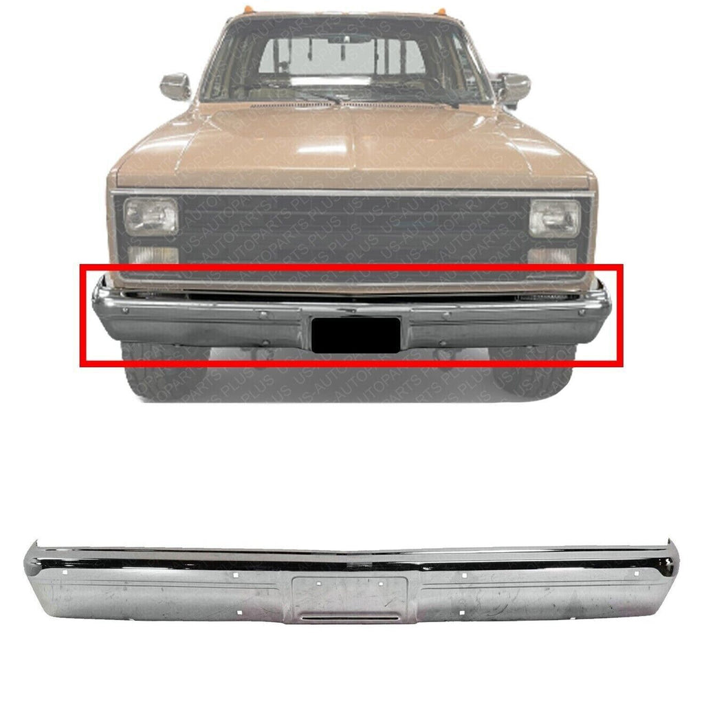 Front Bumper Chrome w/o Impact Strip Holes For 1983-1991 Chevy & GMC C/K Series