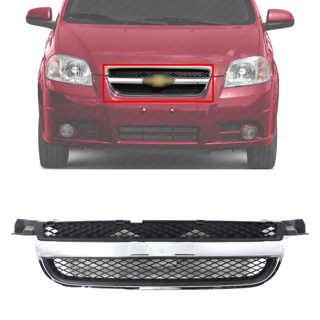 Front Grille Assembly Textured Shell / Insert For 2007-2011 Chevrolet Aveo Sedan