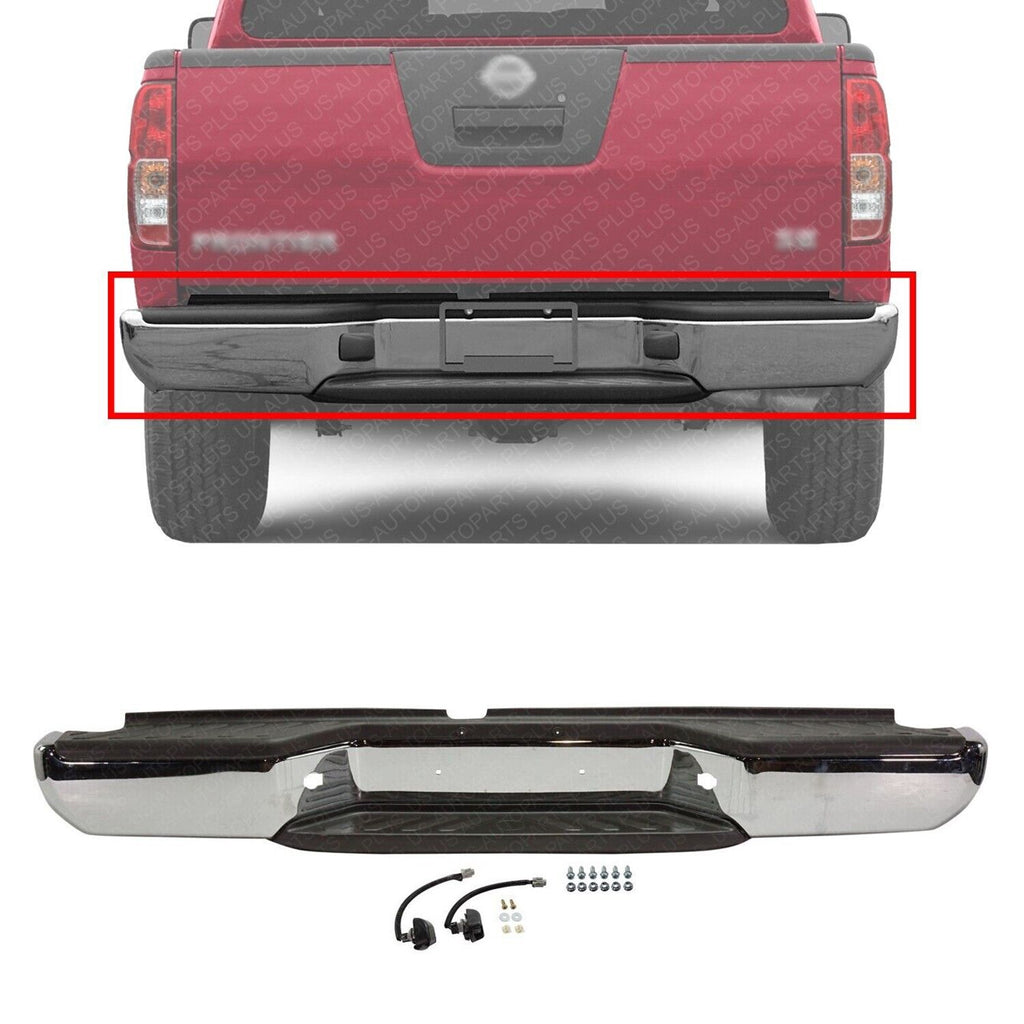 Rear Step Bumper Face Bar Chrome Assembly Steel For 2005-2019 Nissan Frontier