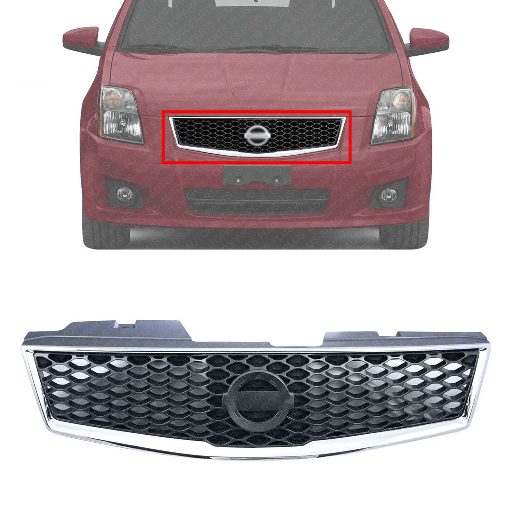 Front Grille Assembly Chrome Shell For 2009-2012 Nissan Sentra Sedan