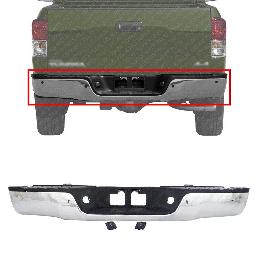 Rear Step Bumper Assembly Chrome With Sensor Holes For 2007-2013 Toyota Tundra