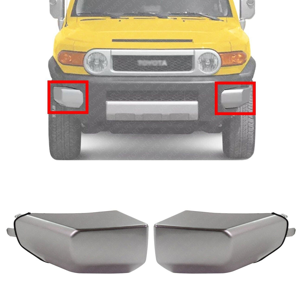 Front Bumper End Caps Silver Left & Right Side For 2007-2014 Toyota FJ Cruiser