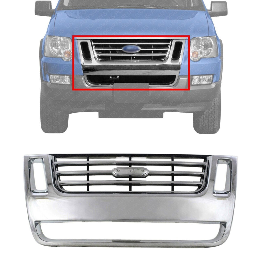 Grille Assembly Chrome For 2006-2010 Ford Explorer / 2007-10 Explorer Sport Trac