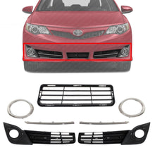 Load image into Gallery viewer, Front Bumper Grille Textured + Fog Bezels Trim Kit For 2012-2014 Toyota Camry